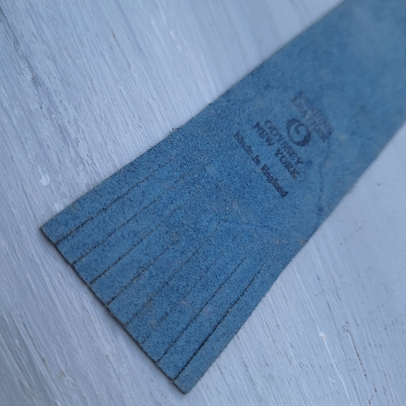 Genuine Leather Bookmark Gold Embossed Library Archive Fringed Blue - Picture 10 of 16